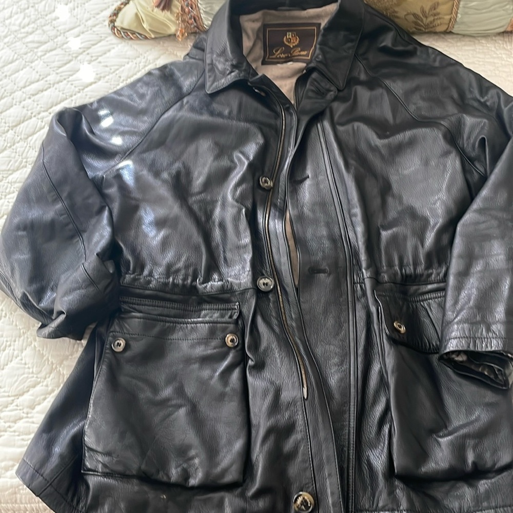 Authentic Loro Piana black leather jacket XL